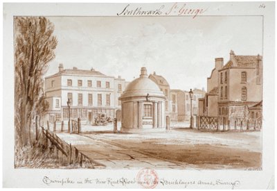 Turnpike في New Kent Road بالقرب من Bricklayers 'Arms Inn ، ساوثوارك ، لندن ، 1828 بواسطة جون شيسيل بكلر