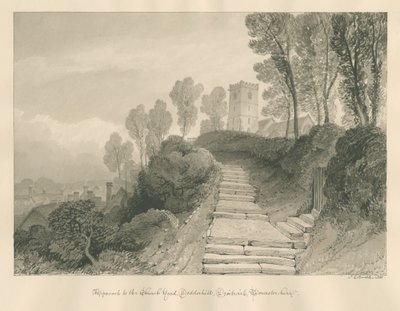 Worcestershire - Droitwich - Dodderhill Church: رسم بني داكن ، 1833 بواسطة جون شيسيل بكلر