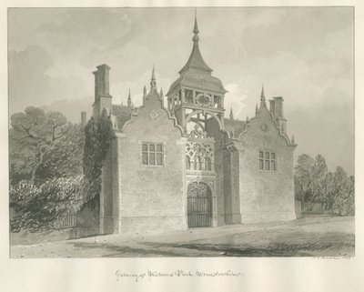 Worcestershire - Westwood Park - مدخل البوابة: رسم بني داكن ، 1833 بواسطة جون شيسيل بكلر