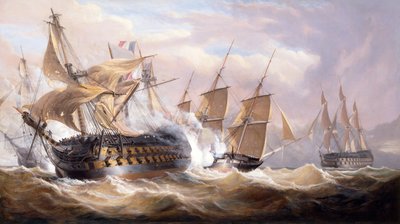 أخبر Guillaume Tell من قبل HMS Penelope و H.M.S Loin من مالطا أثناء الحصار ، 30 مارس 1800 (زيت على قماش) بواسطة جون كريستيان شيتكي
