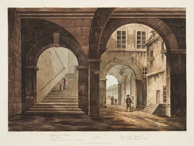 الجزء الداخلي من Chatelet ، جزء من رصيف Feraille ، صورة توضيحية من فرساي ، باريس وسانت دينيس ، حانة. 1809 (أكواتينت) بواسطة جون كلود ناتس