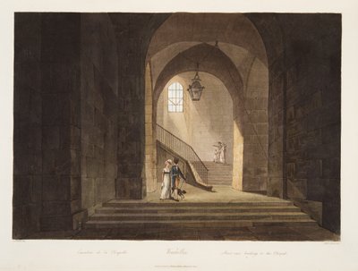 سلم يؤدي إلى الكنيسة ، صورة توضيحية من فرساي وباريس وسانت دينيس ، حانة. 1806 (أكواتينت) بواسطة جون كلود ناتس