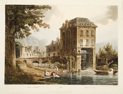 مطحنة في شارنتون ، رسم توضيحي من فرساي وباريس وسانت دينيس ، حانة. 1807 (أكواتينت) بواسطة جون كلود بعد ناتس