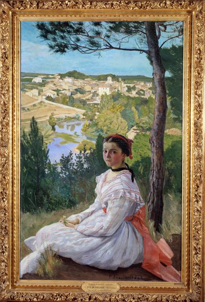 منظر من القرية فتاة شابة تنتحل في منظر طبيعي في بروفانس. لوحة لفريدريك بازيل (1841-1870) 1868 صن. 1،3x0،89 م مونبلييه ، متحف فابر بواسطة جون كلايتون آدمز