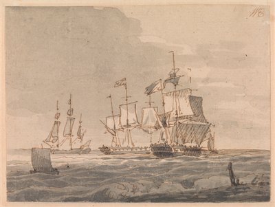رجال الحرب قبالة الساحل بواسطة John Cleveley the Younger