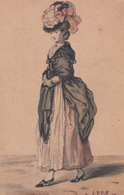 سيدة الموضة مع شال أسود وحذاء أسود بواسطة John Collet