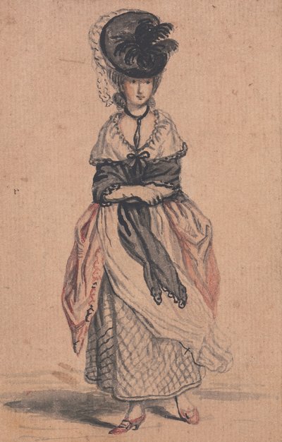 سيدة الموضة مع شال أسود وحذاء أحمر بواسطة John Collet