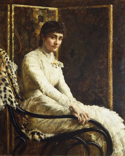 صورة زوجة الفنانة ماريان هكسلي في فستان زفافها عام 1880 بواسطة جون كولير