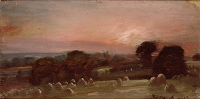 A Hayfield بالقرب من East Bergholt عند الغروب بواسطة جون كونستابل