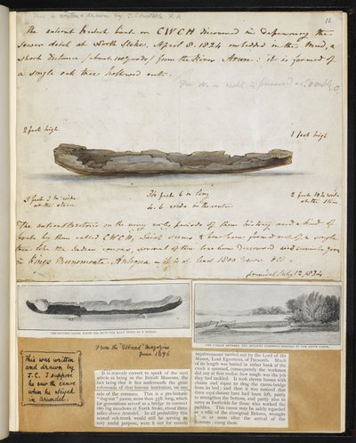 آثار: رسم لزورق بريطاني قديم تم اكتشافه (1824) في نورث ستوك بواسطة جون كونستابل