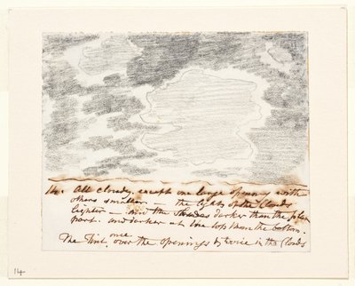 دراسة عن السحب (بعد "نقوش السماء" لألكسندر كوزنز)، حوالي 1822-1823 (جرافيت على ورق) بواسطة جون كونستابل