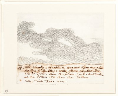 دراسة عن السحب (بعد "نقوش السماء" لألكسندر كوزنز)، حوالي 1822-1823 (جرافيت على ورق) بواسطة جون كونستابل
