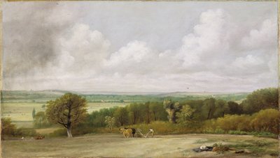المناظر الطبيعية: مشهد الحرث في سوفولك (أرض الصيف) حوالي عام 1824 (زيت على قماش) بواسطة جون كونستابل
