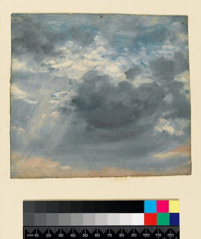 دراسة السماء مع عمود من ضوء الشمس، حوالي عام 1822 (زيت على ورق) بواسطة جون كونستابل