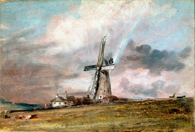 طاحونة هوائية ، منازل ورسم قوس قزح لجون كونستابل (1776-1837) 1824 تقريبًا. الشمس. 21x30،4 سم متحف لندن وفيكتوريا وألبرت بواسطة جون كونستابل