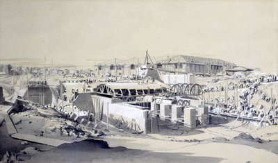 بناء بيت المحرك الثابت ، مدينة كامدن ، 26 أبريل 1837 (قلم وحبر وغسل على ورق) بواسطة جون كوك بورن