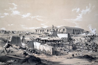 بناء بيت المحرك الثابت ، مدينة كامدن ، 26 أبريل 1837 (قلم وحبر وغسل على ورق) بواسطة جون كوك بورن