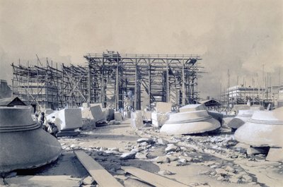بناء قوس يوستن ، أكتوبر 1837 (قلم وحبر وغسل على ورق) بواسطة جون كوك بورن
