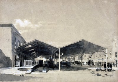 محطة يوستن الداخلية ، مايو 1837 (قلم وحبر وغسل على ورق) بواسطة جون كوك بورن