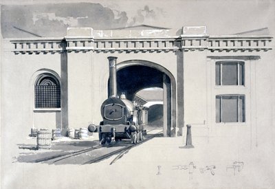 قاطرة محرك البيت ، مدينة كامدن ، 1839 (قلم وحبر وغسل على ورق) بواسطة جون كوك بورن