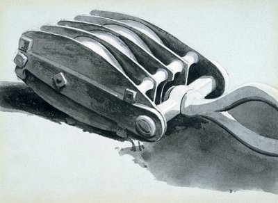 البكرة المستخدمة في بناء السكك الحديدية ، 1833-1838 (قلم وحبر وغسل على ورق) بواسطة جون كوك بورن