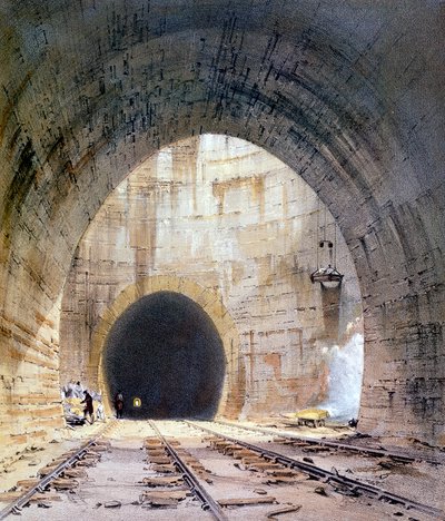 عمود تهوية في نفق كيلسبي ، نورثهامبتونشاير ، لندن وسكة حديد برمنغهام ، 1839 بواسطة جون كوك بورن
