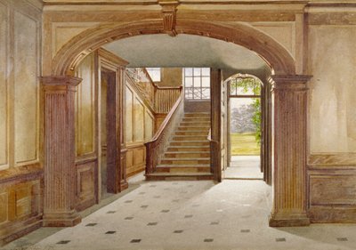 منظر داخلي يُظهر الدرج في Fairfax House ، High Street ، بوتني ، لندن ، 1887 بواسطة جون كروثر