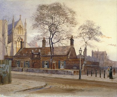 منظر لـ Butler's Almshouses ، شارع Caxton ، وستمنستر ، لندن ، 1879 بواسطة جون كروثر