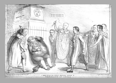 تصميم وقح لصورة تاريخية كبرى لموت قيصر ، 1836. بواسطة جون دويل