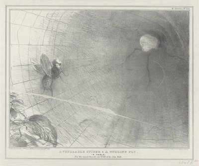 Talleyrand als een spin in zijn web، 1832 عنكبوت موقر وذبابة صاخبة. (خرافة) (العنوان على الكائن) اسكتشات سياسية (عنوان المسلسل) بواسطة جون دويل