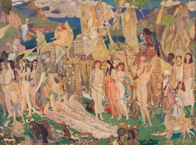 العاج ، القردة والطاووس ملكة سبأ ، c1909 بواسطة جون دنكان