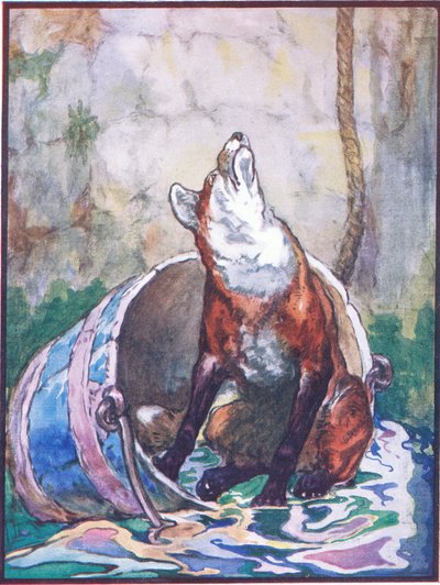"أنا لست بصحة جيدة وأعاني عمة جيدة جدًا" ، رسم توضيحي لـ "Reynard the Fox" ، من "Animal Legends from Many Lands" ، الذي نشرته شركة Raphael Tuck & Sons Ltd. (لون ليثو) بواسطة جون إدوين نوبل