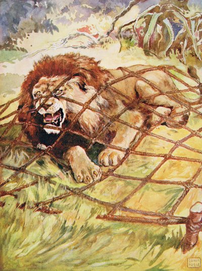 الأسد والفأر من "أساطير إيسوب" ، حانة. بواسطة رافائيل تاك وأولاده المحدودة ، لندن (رسم توضيحي لكتاب) بواسطة جون إدوين نوبل