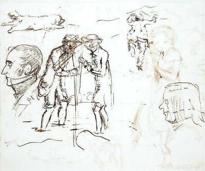ورقة دراسات مع جون روسكين (1819-1900) وويليام ميليس بواسطة جون ايفرت ميليس