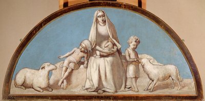 Infancy, lunette from a series of six, c.1847 (oil on canvas) بواسطة جون ايفرت ميليس