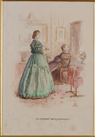 السيدة جريشام والآنسة دونستابل: رسم توضيحي لـ "فراملي بارسوناج" ، 1861 بواسطة جون ايفرت ميليس