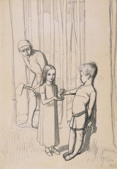 دراسة عن "ابنة وودمان" ، 1849 (قلم وحبر وغسل الجرافيت على نسج) بواسطة جون ايفرت ميليس