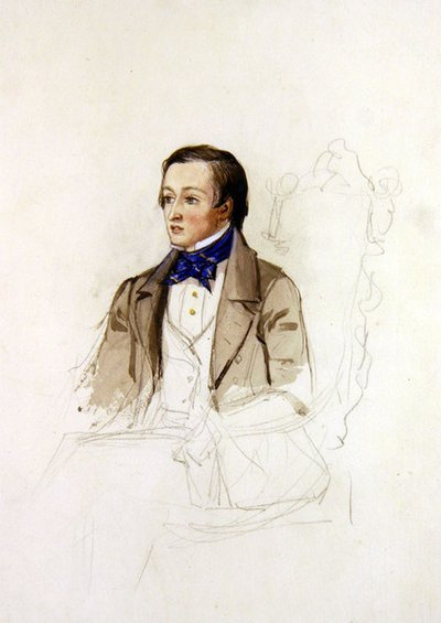 دراسة لصورة R. Stephens من كلية ميرتون ، أكسفورد ، حوالي عام 1850 (قلم رصاص وألوان مائية على ورق) بواسطة جون ايفرت ميليس