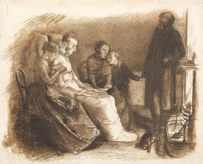 The Dying Man، c.1853 (قلم وفرشاة وحبر بني على ورق) بواسطة جون ايفرت ميليس