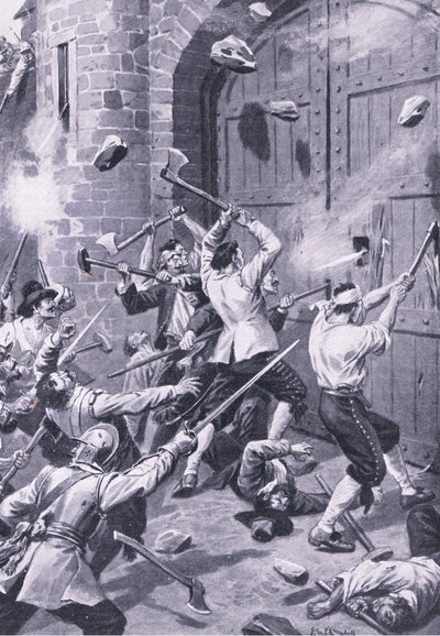 كيس دندي في الأول من سبتمبر 1651: هاجم البحارة الإنجليز ميناء ويلجيت ، رسم توضيحي من "المعارك البريطانية على الأرض والبحر" بواسطة جون ف. كامبل