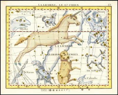 1776 - جون فلامستيد - لا ليكورن، لو جي دي. Chien (Monoceros  Canis Major) بواسطة جون فلامستيد