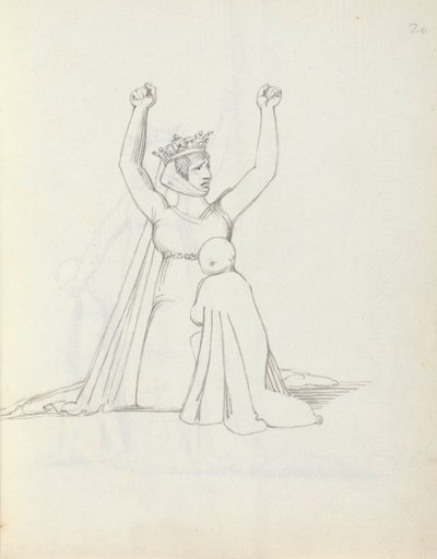 السيدة Siddons as Constance، 1783 (قلم وحبر وغسل على ورق) بواسطة جون فلاكسمان