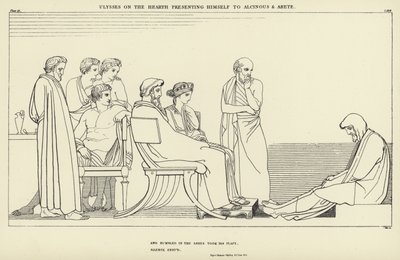 يوليس على الموقد يقدم نفسه إلى ألسين وأريت بواسطة جون فلاكسمان