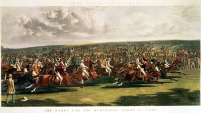 بداية الديربي الذي لا يُنسى عام 1844 ، محفور من قبل تشارلز هانت (1803-77) بواسطة جون فريدريك هيرينج الأب