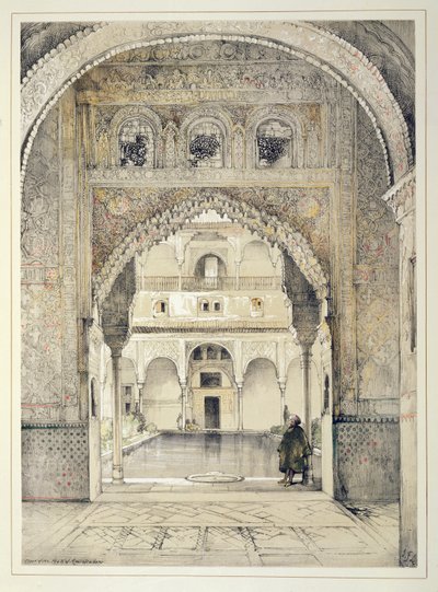 باب قاعة السفراء ، من "اسكتشات ورسومات قصر الحمراء" ، منقوش بقلم ويليام غوتشي (fl.1825-54) ، 1835 بواسطة جون فريدريك لويس