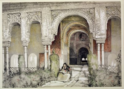 مدخل قاعة الأختين (Sala de las dos Hermanas) ، من "اسكتشات ورسومات قصر الحمراء" ، 1835 بواسطة جون فريدريك لويس