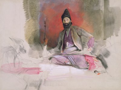No.0738 دراسة قطب تركي، ربما Hallicoo Mirza، c.1840 (طباشير ، مرحاض و غواش) بواسطة جون فريدريك لويس