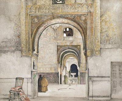 قاعة الأختين (Sala de las dos Hermanas) ، من "اسكتشات ورسومات قصر الحمراء" ، محفورة بقلم Willam Gauci (fl.1825-54) ، 1835 بواسطة جون فريدريك لويس