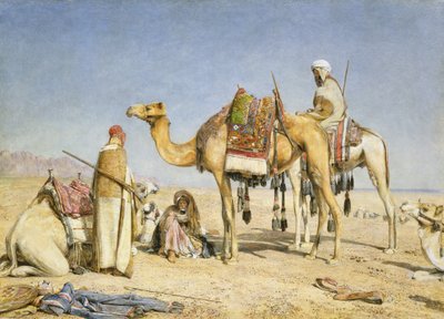 The Noonday Halt، 1853 (مرحاض وغواش فوق قلم رصاص على البطاقة) بواسطة جون فريدريك لويس