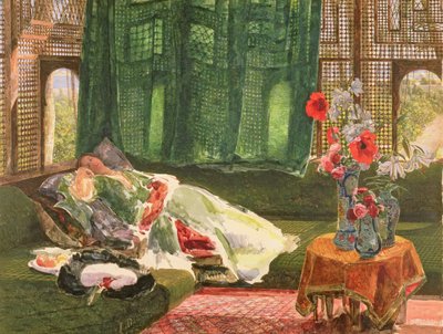 The Siesta ، c.1876 (مرحاض وغواش فوق الجرافيت) بواسطة جون فريدريك لويس